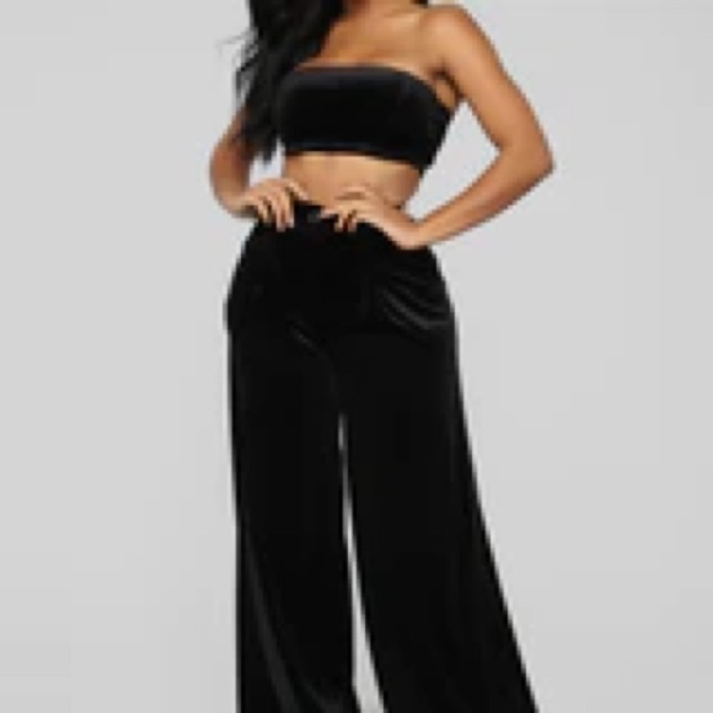 Fashion Nova Black Velvet Jumpsuit